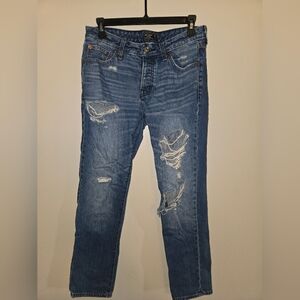 Abercrombie & Fitch Womens Slim Boyfriend High Rise Distressed  Blue Jeans